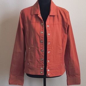 Christopher & Banks Bright Orange Button-Front Jean Jacket